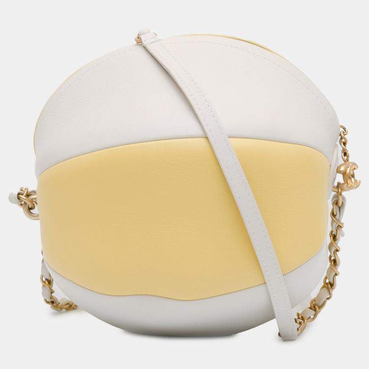 Pre Owned Chanel Coco Beach Ball Yellow Calfskin Leather Crossbody Bag