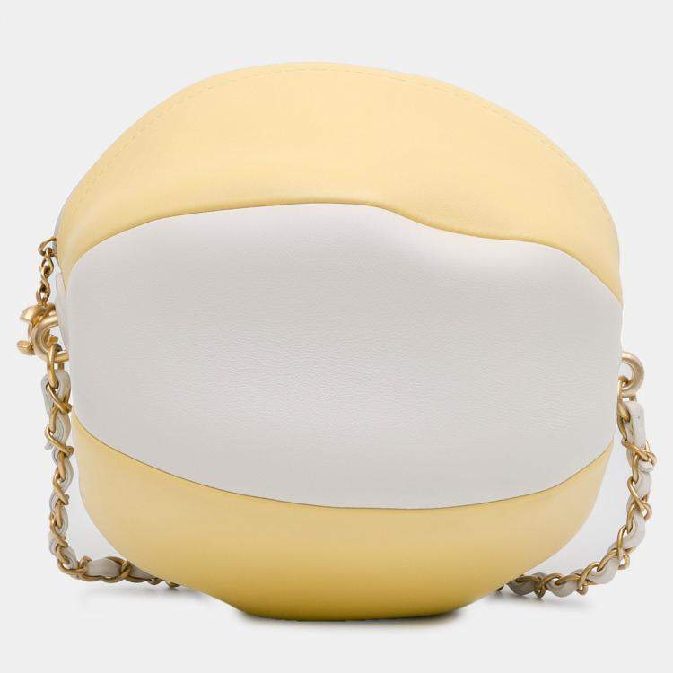 Pre Owned Chanel Coco Beach Ball Yellow Calfskin Leather Crossbody Bag