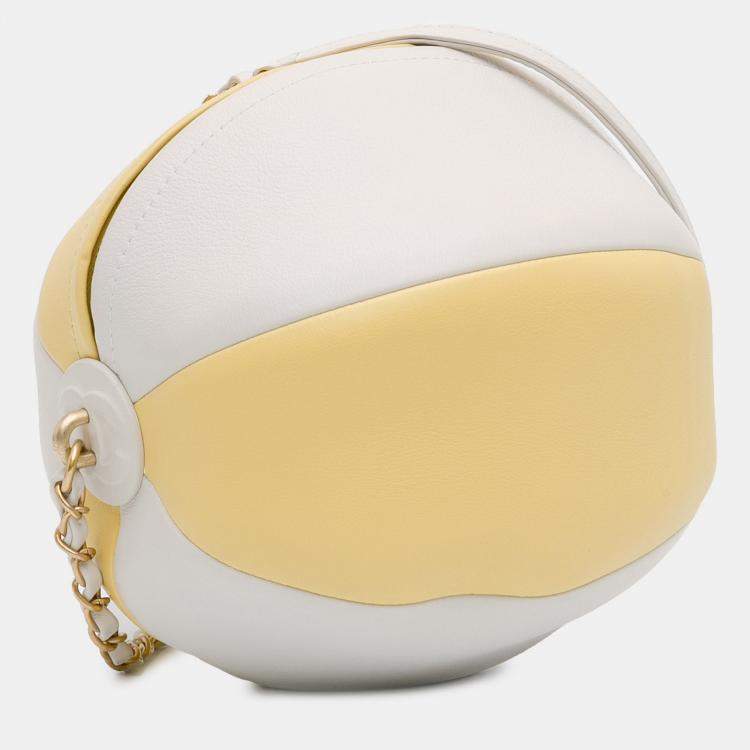 Pre Owned Chanel Coco Beach Ball Yellow Calfskin Leather Crossbody Bag