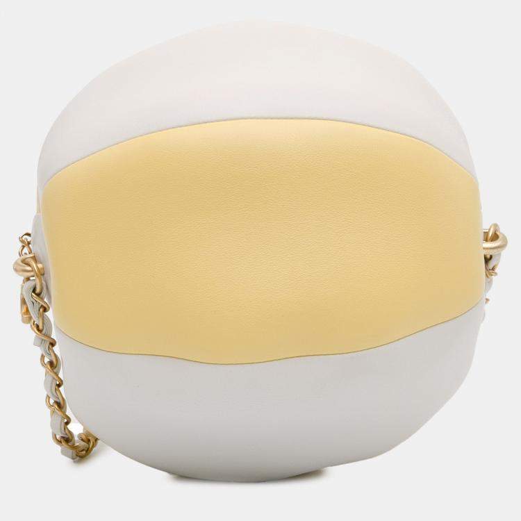 Pre Owned Chanel Coco Beach Ball Yellow Calfskin Leather Crossbody Bag