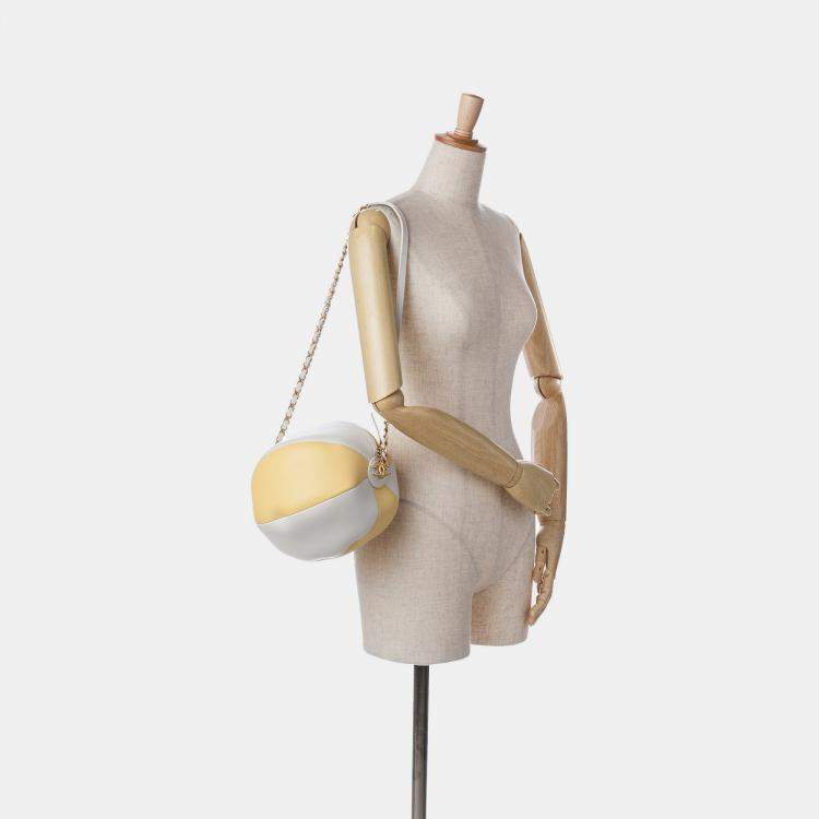Pre Owned Chanel Coco Beach Ball Yellow Calfskin Leather Crossbody Bag