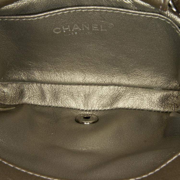 Pre Owned Chanel Chevron Square Envelop Flap Gray Embellished Calfskin Leather Shoulder Bag