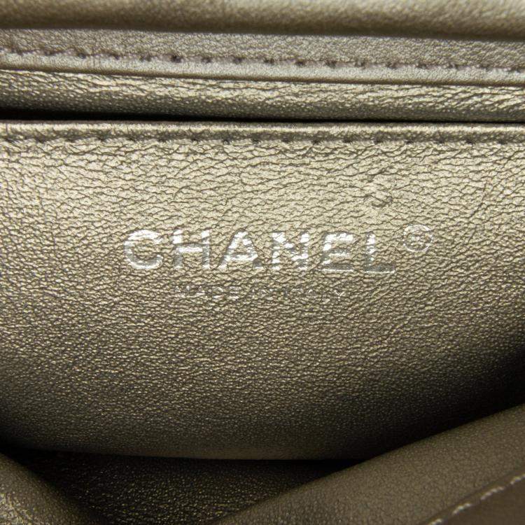 Pre Owned Chanel Chevron Square Envelop Flap Gray Embellished Calfskin Leather Shoulder Bag