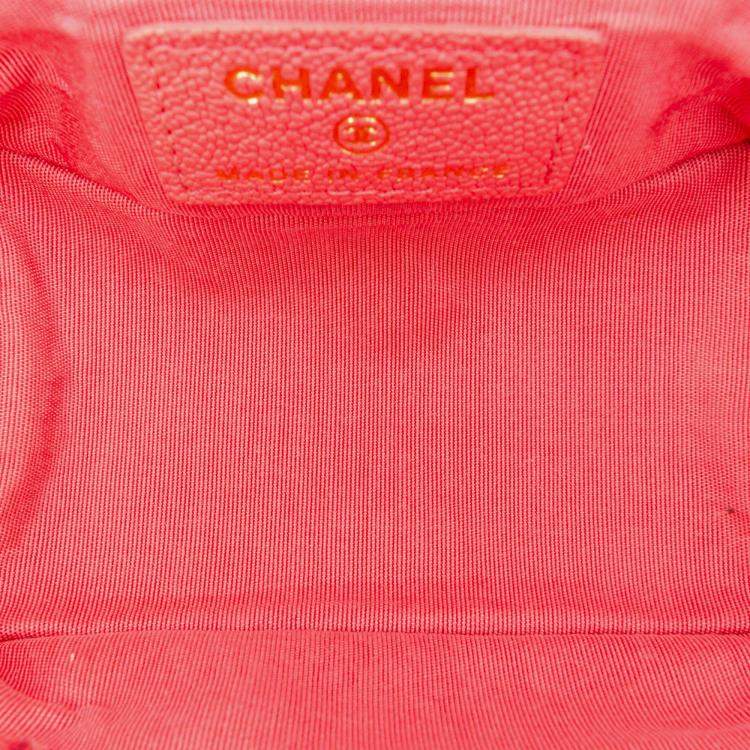 Pre Owned Chanel Vanity Micro Pink Caviar Chain Crossbody Bag