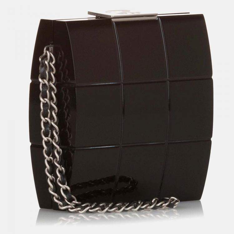 Pre Owned Chanel Choco Bar Lucite Perspex Black Handbag