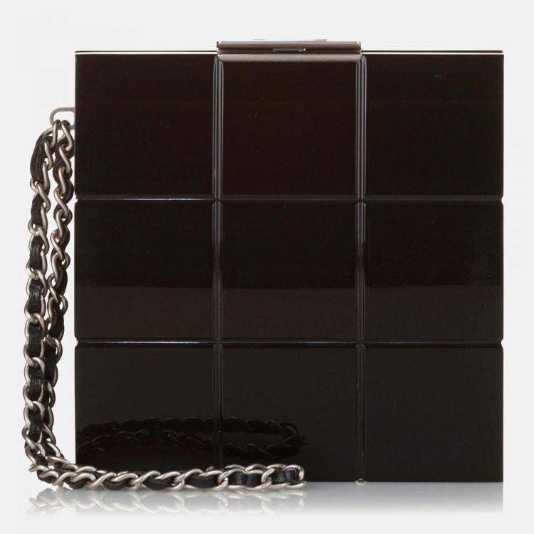 Pre Owned Chanel Choco Bar Lucite Perspex Black Handbag