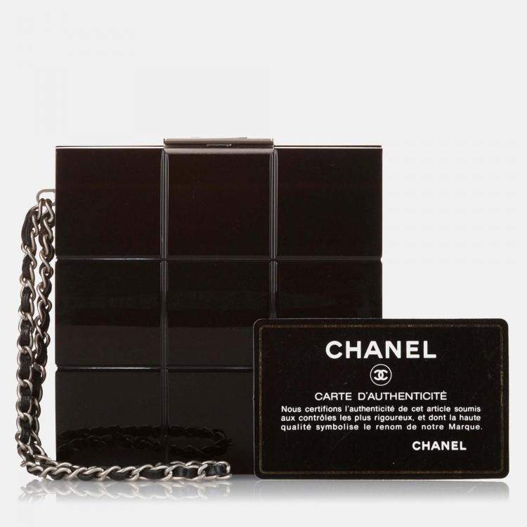 Pre Owned Chanel Choco Bar Lucite Perspex Black Handbag