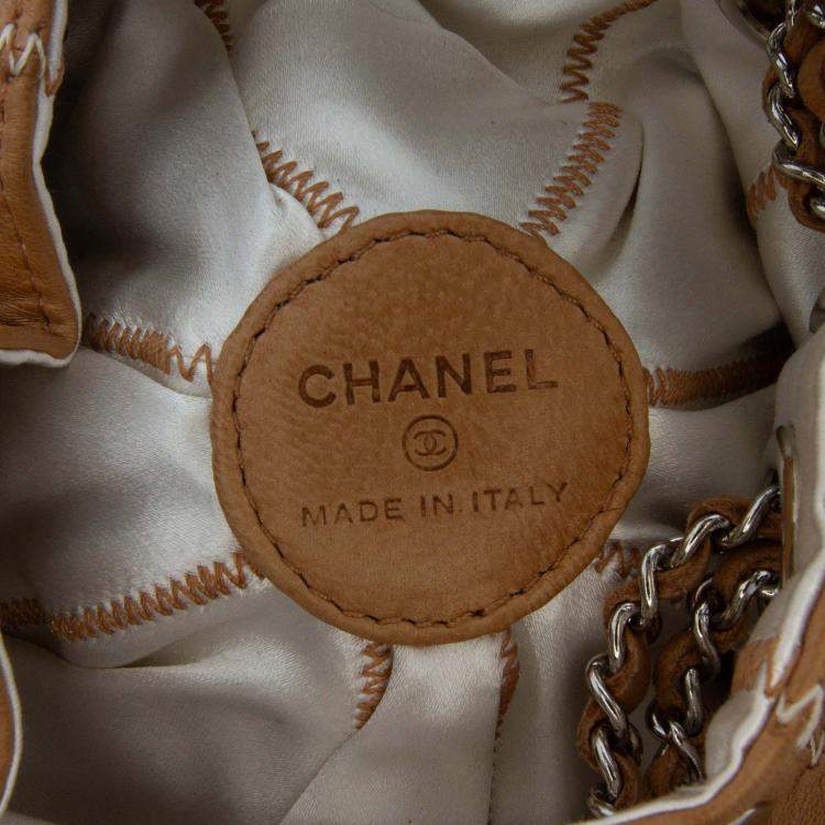 Pre Owned Chanel Sac Cordon Mini Brown Lambskin Satin Reversible Shoulder Bag