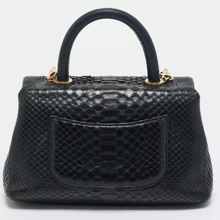 Pre Owned Chanel Black Python Mini Coco Top Handle Bag