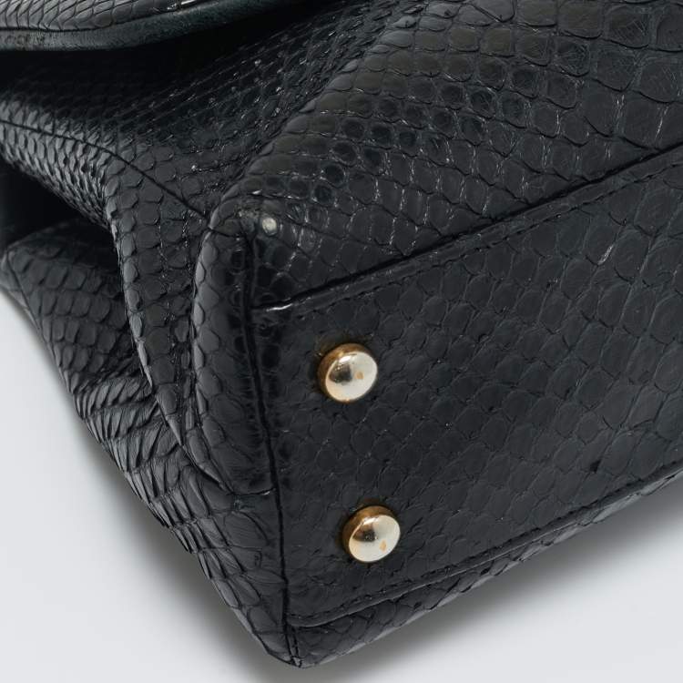 Pre Owned Chanel Black Python Mini Coco Top Handle Bag