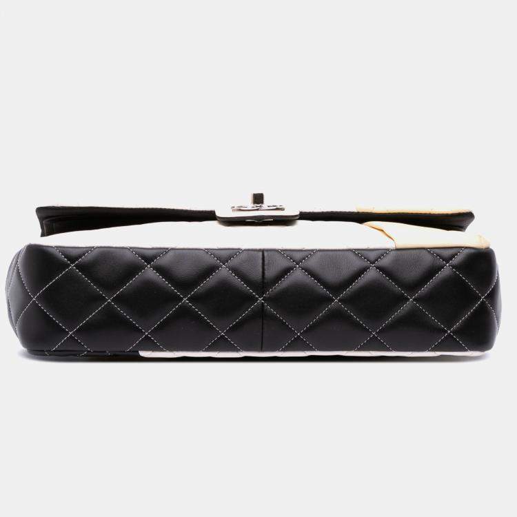 مملوكة مسبقًا Chanel Jumbo Classic Tricolor Lambskin Colorblock Double Flap