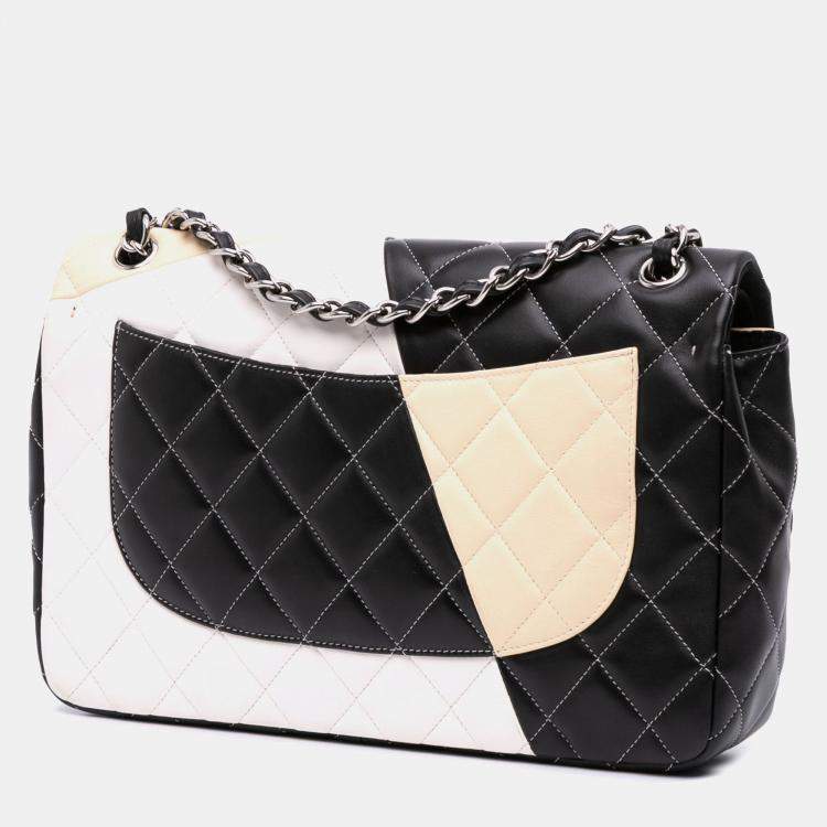 مملوكة مسبقًا Chanel Jumbo Classic Tricolor Lambskin Colorblock Double Flap