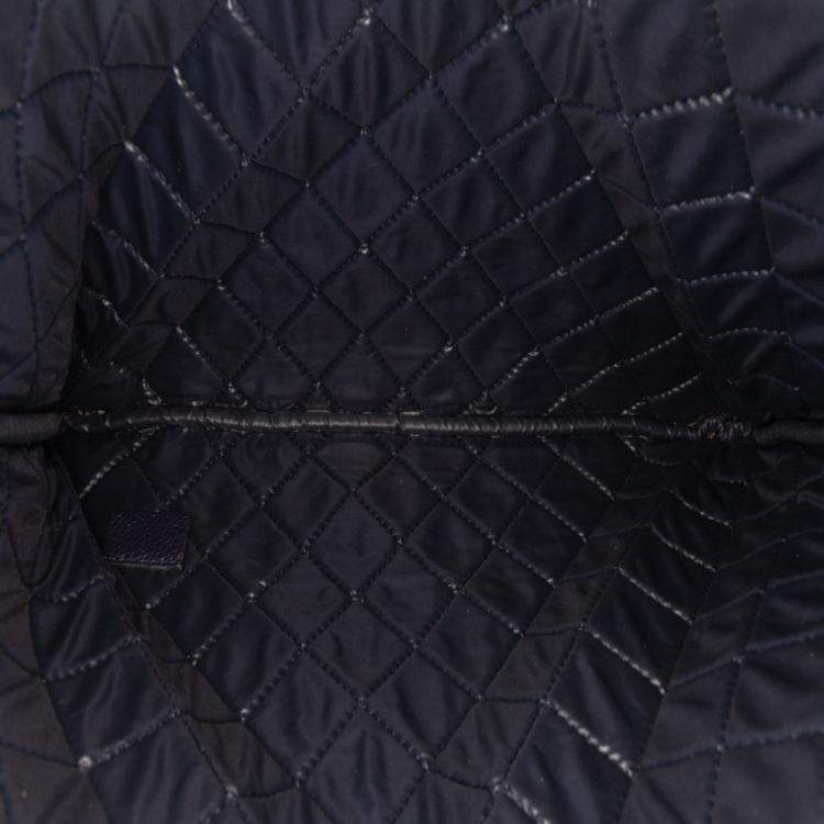 Pre Owned Chanel Navy Blue Medium Quilted Caviar O Case Clutch