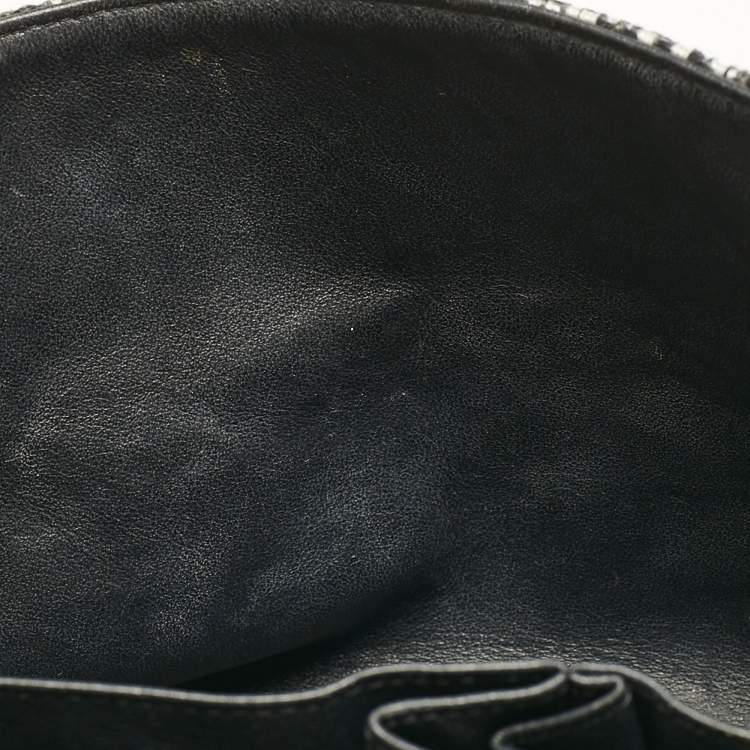 Pre Owned Chanel Black/Grey Quilted Tweed Jumbo Classic Double Flap Bag