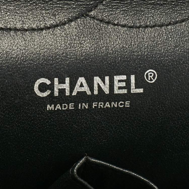Pre Owned Chanel Black/Grey Quilted Tweed Jumbo Classic Double Flap Bag