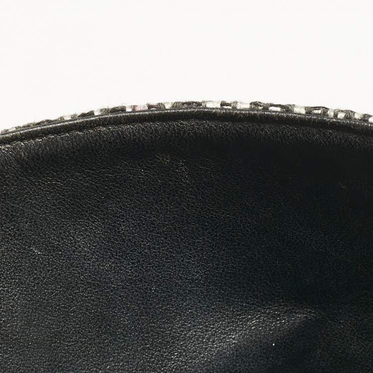 Pre Owned Chanel Black/Grey Quilted Tweed Jumbo Classic Double Flap Bag
