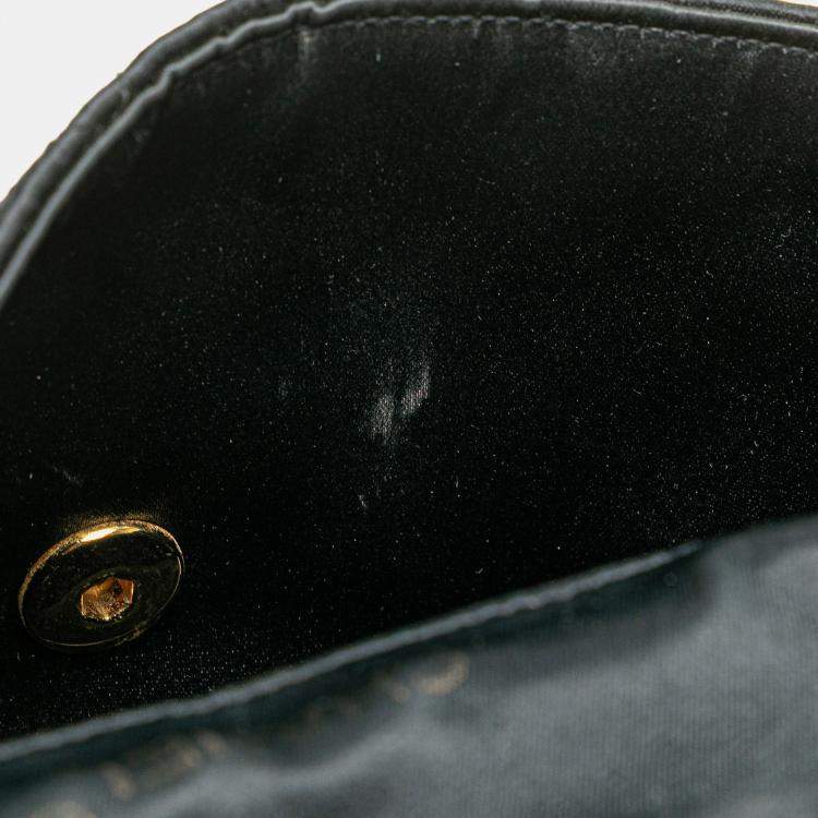 Pre Owned Chanel Black Mini Square Quilted Satin Single Flap Bag