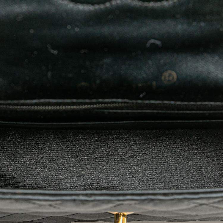 Pre Owned Chanel Black Mini Square Quilted Satin Single Flap Bag