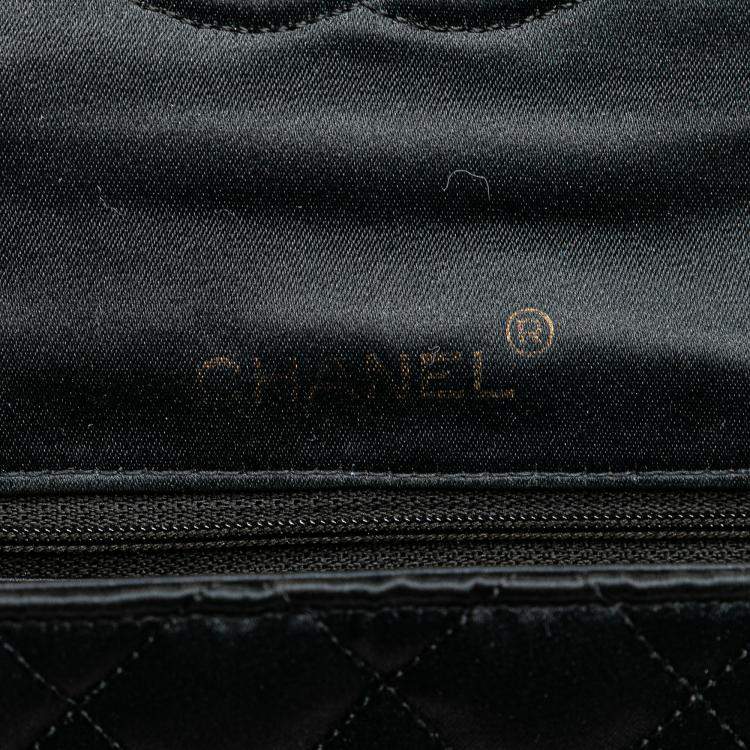 Pre Owned Chanel Black Mini Square Quilted Satin Single Flap Bag
