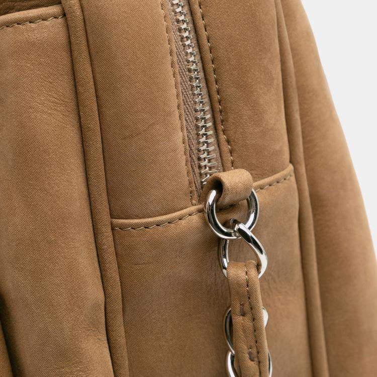 Pre Owned Chanel Brown Quilted Iridescent Calfskin Relax CC Satchel