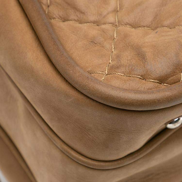 Pre Owned Chanel Brown Quilted Iridescent Calfskin Relax CC Satchel