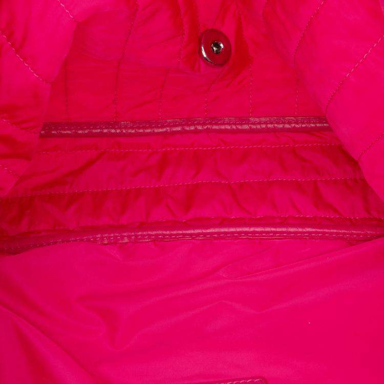 Pre Owned Chanel Pink Jumbo Quilted Nylon Soft Shell Flap