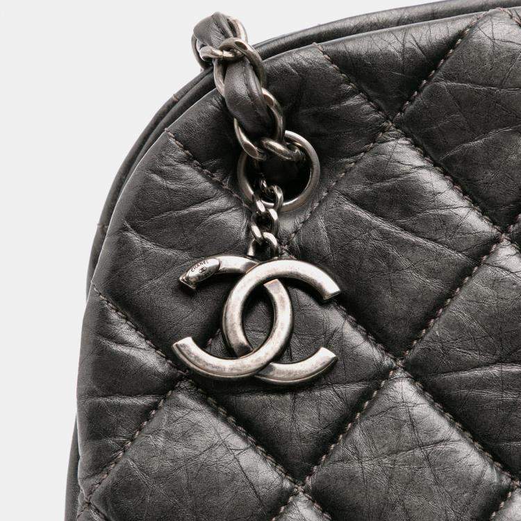 Pre Owned Chanel Grey Large Aged Calfskin Just Mademoiselle Bowling Bag