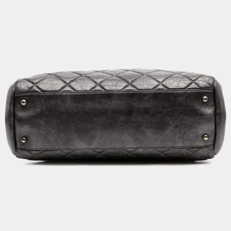 Pre Owned Chanel Grey Large Aged Calfskin Just Mademoiselle Bowling Bag