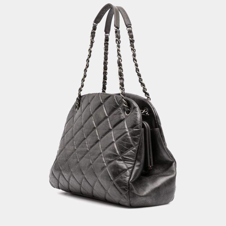 Pre Owned Chanel Grey Large Aged Calfskin Just Mademoiselle Bowling Bag