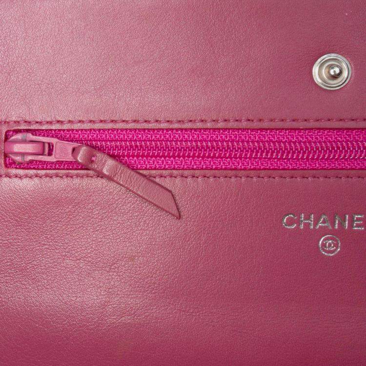 Pre Owned Chanel Pink Patent CC Lipstick Wallet On Chain
