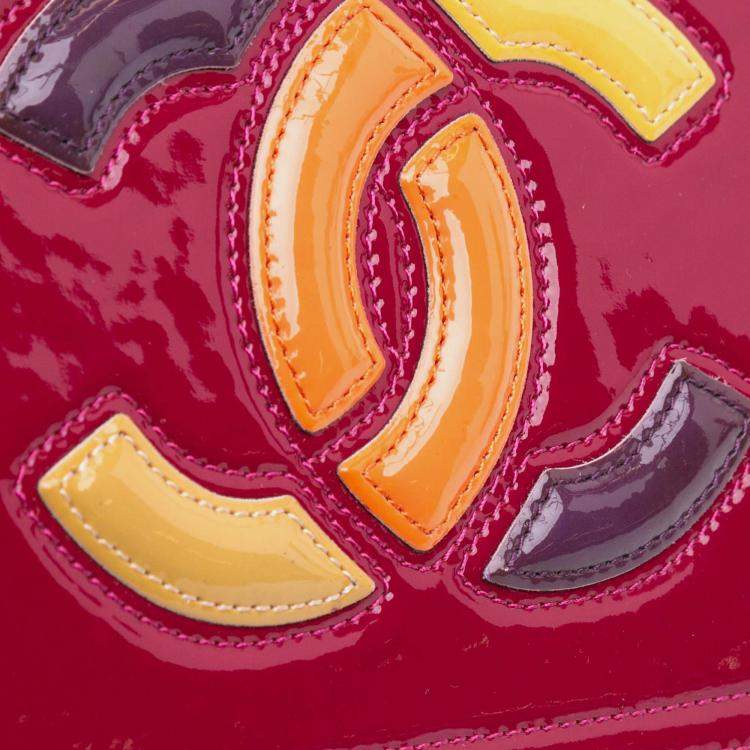 Pre Owned Chanel Pink Patent CC Lipstick Wallet On Chain