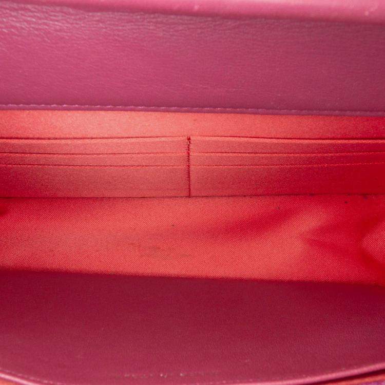 Pre Owned Chanel Pink Patent CC Lipstick Wallet On Chain