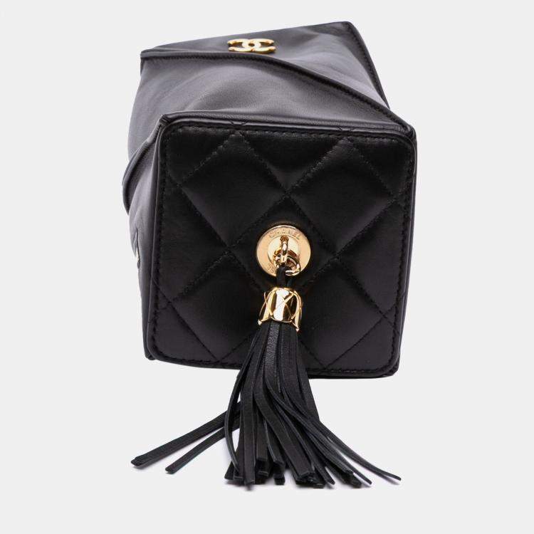 Pre Owned Chanel Black CC Lambskin Tassel Clutch with Chain