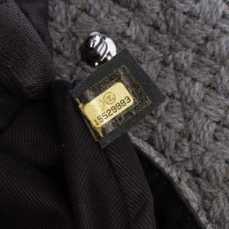 Pre Owned Chanel Black/Grey Quilted Wool and Calfskin Single Flap Bag