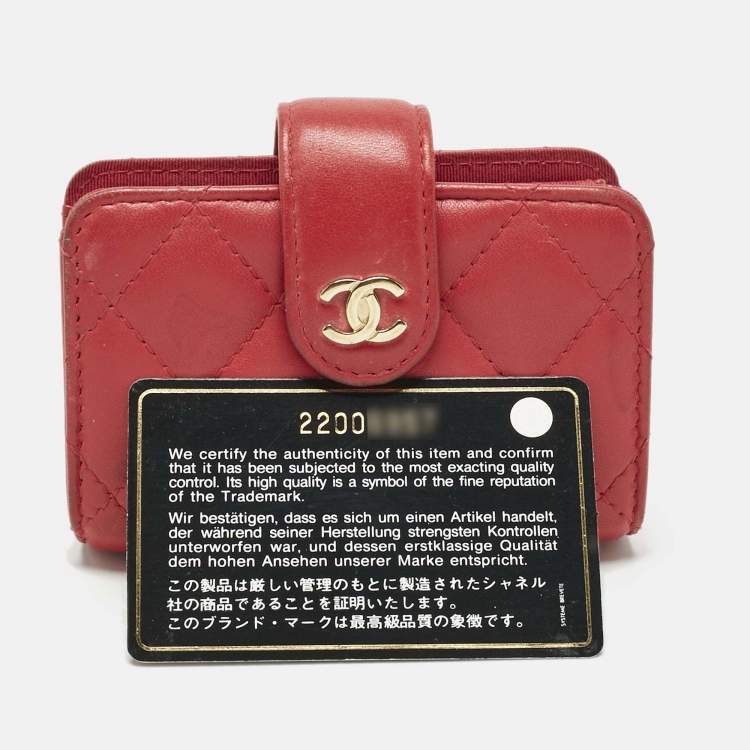 Pre Owned Chanel Pink Quilted Leather Gusset Card Holder