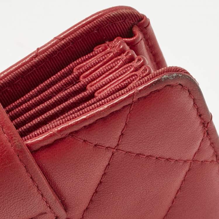 Pre Owned Chanel Pink Quilted Leather Gusset Card Holder