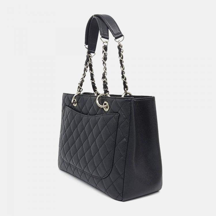 Pre Owned Chanel Black Leather Caviar Grand Shopping Bag