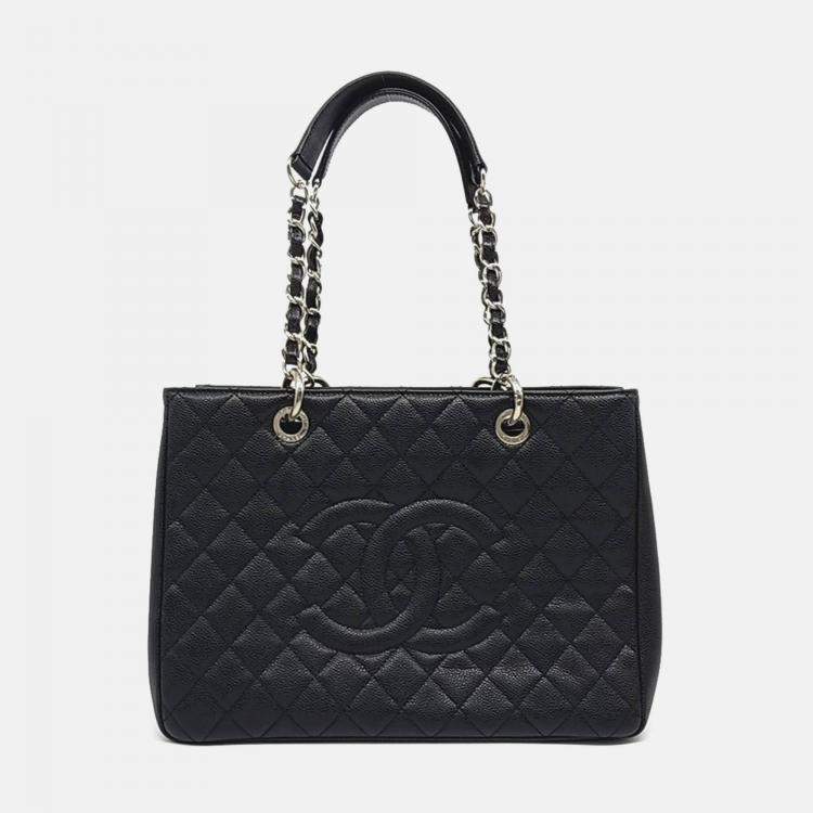 Pre Owned Chanel Black Leather Caviar Grand Shopping Bag
