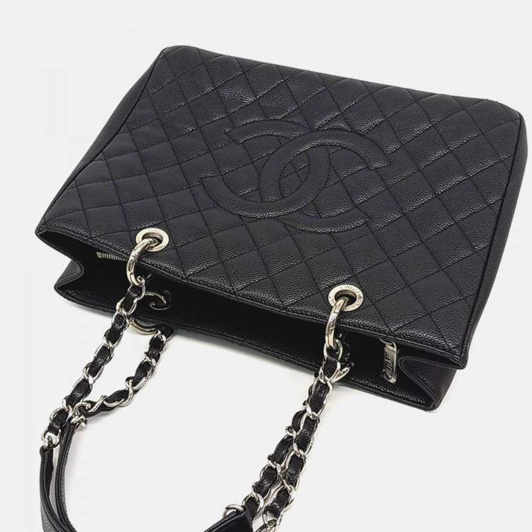 Pre Owned Chanel Black Leather Caviar Grand Shopping Bag