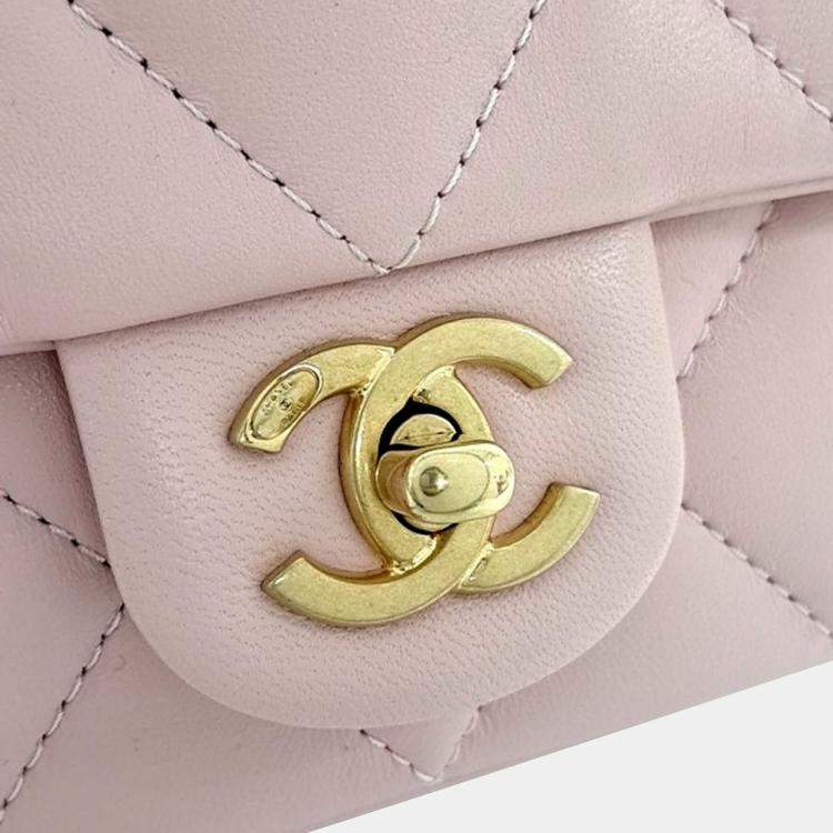 Pre Owned Chanel Pink Leather Lambskin Heart Chain New Mini bag