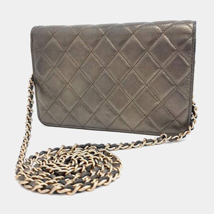 Pre Owned Chanel Gold Leather WOC Mini Crossbody Bag