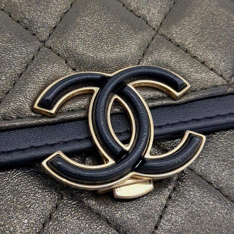 Pre Owned Chanel Gold Leather WOC Mini Crossbody Bag