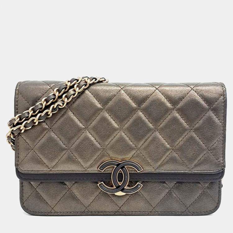 Pre Owned Chanel Gold Leather WOC Mini Crossbody Bag