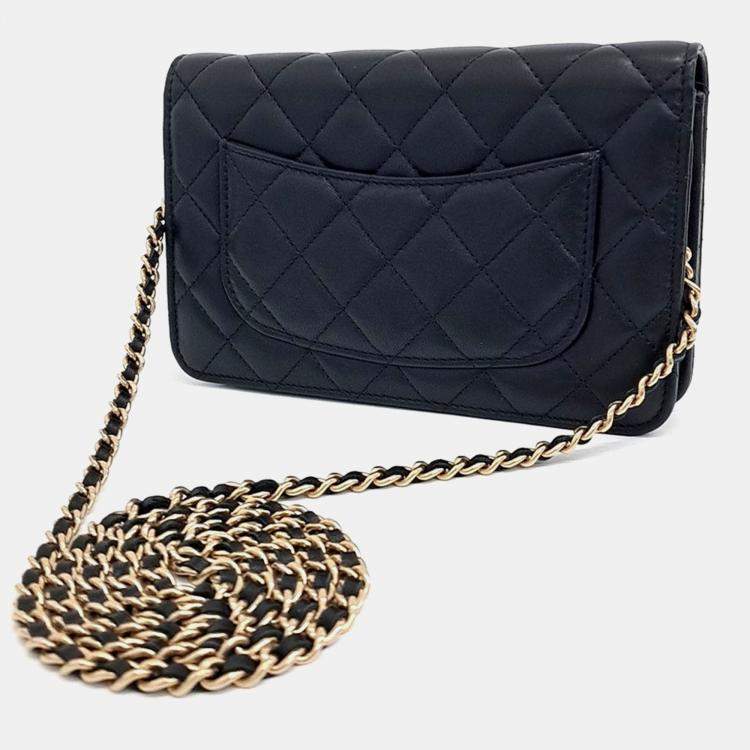 Pre Owned Chanel Black Leather Lambskin WOC Mini Crossbody Bag