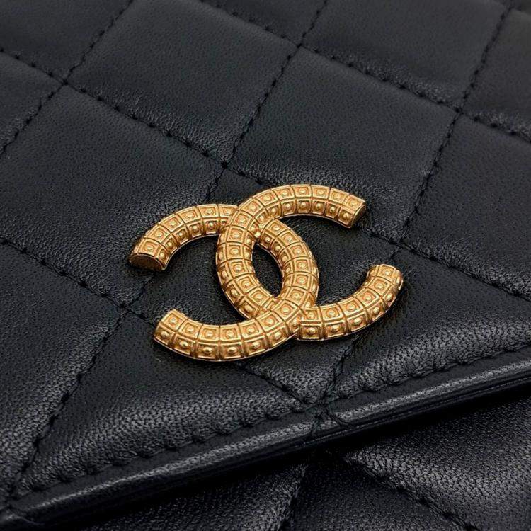 Pre Owned Chanel Black Leather Lambskin WOC Mini Crossbody Bag