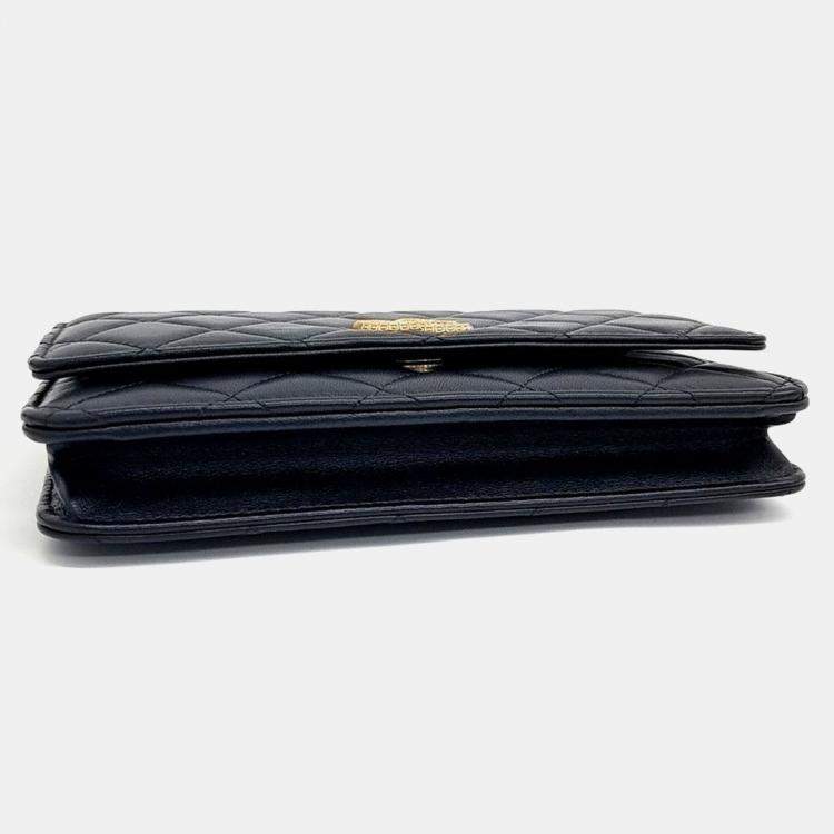 Pre Owned Chanel Black Leather Lambskin WOC Mini Crossbody Bag