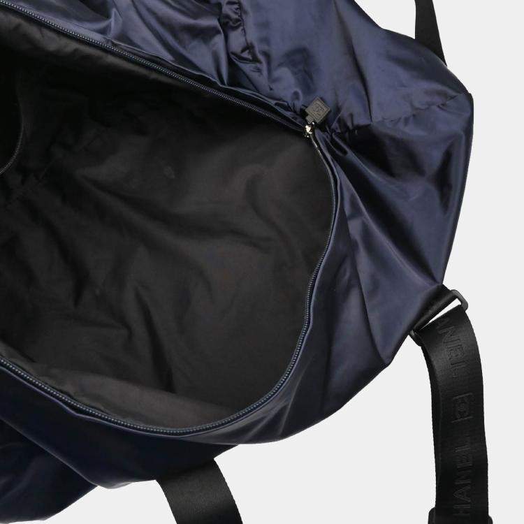Pre Owned Chanel Navy Nylon Sport Line Duffle Handbag