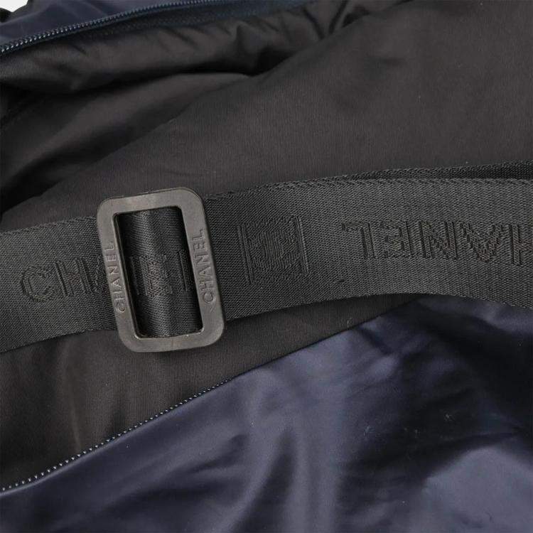 Pre Owned Chanel Navy Nylon Sport Line Duffle Handbag