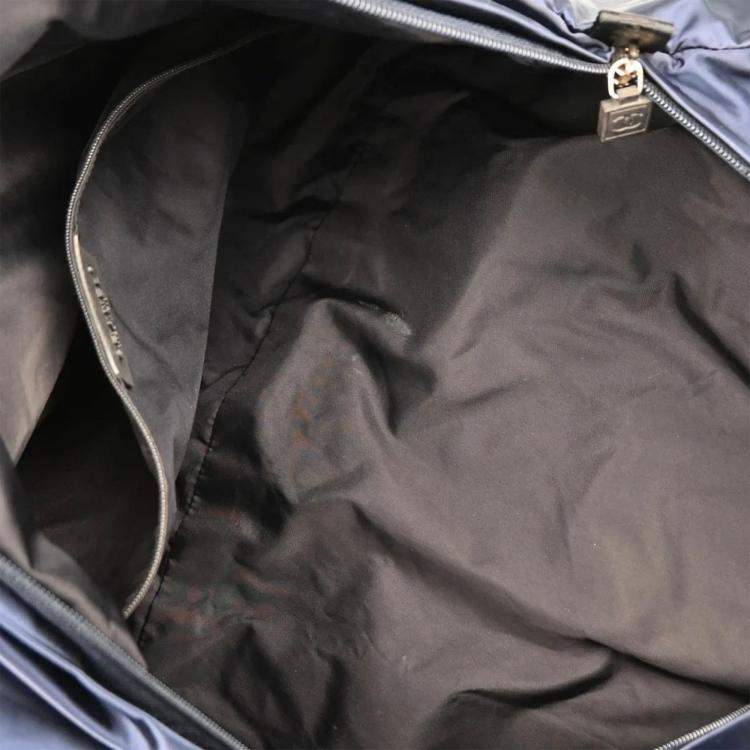 Pre Owned Chanel Navy Nylon Sport Line Duffle Handbag