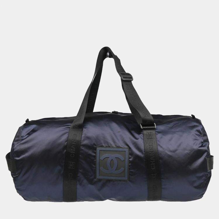 Pre Owned Chanel Navy Nylon Sport Line Duffle Handbag